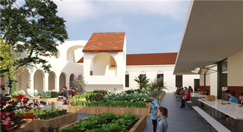 McKinley Elementary School Courtyard rendering of Campus Plan. 